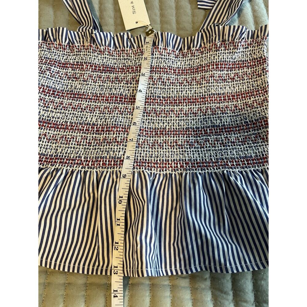Sim & Sam Women's Top Size Large NWT Red White Blue Tank Cropped - Picture 9 of 9
